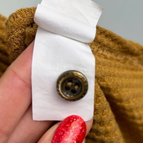 Miholl Rust Orange Gold Waffle Knit Thermal T Shirt Long Sleeves Button Front S - Picture 11 of 11